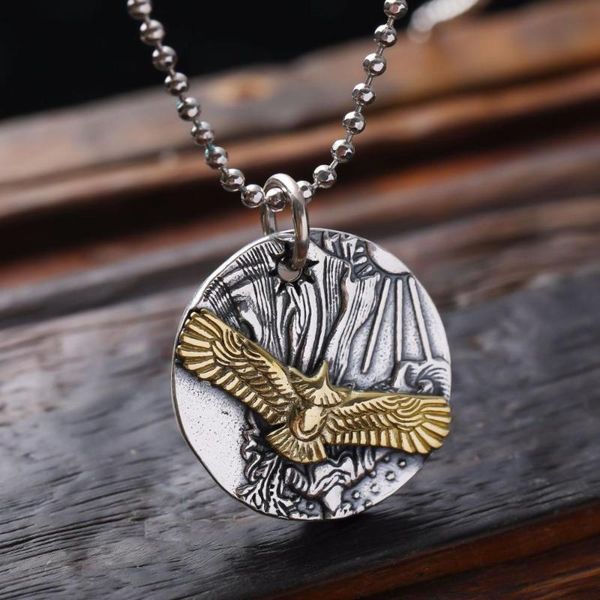 pendant necklaces vintage men's necklace silver color round gold american eagle double side fashion punk jewelry gift
pendant necklaces vintage men's necklace silver color round gold american eagle double side fashion punk jewelry gift