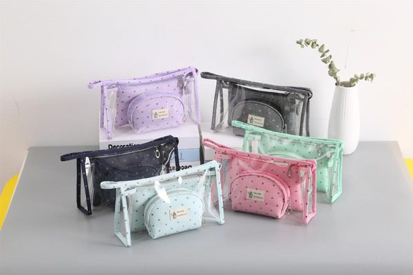 cosmetic bags & cases korean fashion storage bag transparent three-piece solid color casual portable travel makeup wash coin purse female
cosmetic bags & cases korean fashion storage bag transparent three-piece solid color casual portable travel makeup wash coin purse female