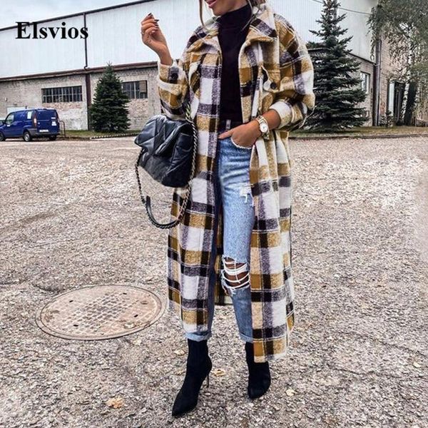 women's wool & blends elegant button turn-down collar cardigan winter long sleeve thick jacket outwear women fashion retro plaid coats, Black
women's wool & blends elegant button turn-down collar cardigan winter long sleeve thick jacket outwear women fashion retro plaid coats, Black