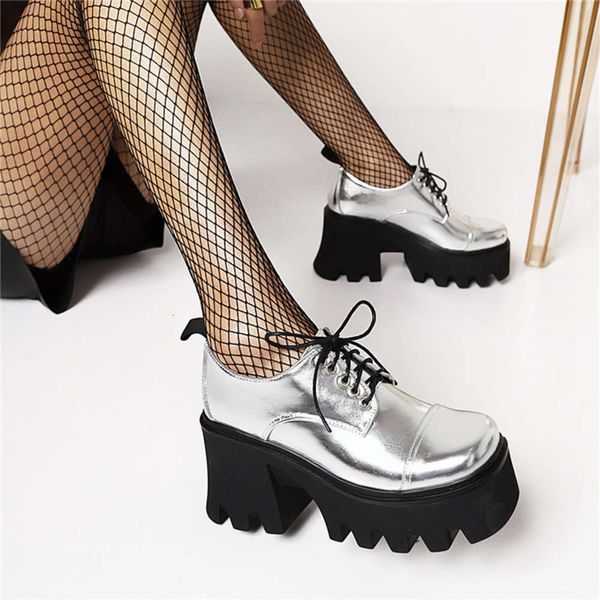 spring style square head thick sole high heel lace up punk casual women's sho, Black
spring style square head thick sole high heel lace up punk casual women's sho, Black