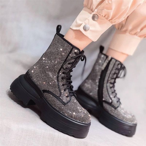 boots bling crystal lace up autumn genuine leather thick sole female designer silver black shoes women
boots bling crystal lace up autumn genuine leather thick sole female designer silver black shoes women