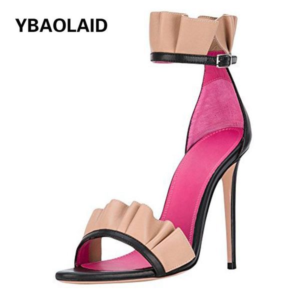 sandals fashion open toe bag with ruffled stiletto high-heeled summer color matching flanging word buckle high heels, Black
sandals fashion open toe bag with ruffled stiletto high-heeled summer color matching flanging word buckle high heels, Black
