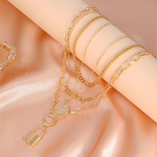 pendant necklaces multi layer carved coin gold lock necklace gothic creative hip-hop punk chunky chain long for women jewelry, Silver
pendant necklaces multi layer carved coin gold lock necklace gothic creative hip-hop punk chunky chain long for women jewelry, Silver