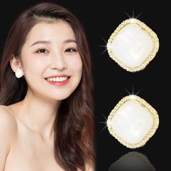 925 silver needle opal earrings korean style geometric square diamond simple, Golden
925 silver needle opal earrings korean style geometric square diamond simple, Golden