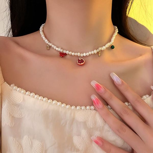 chains 2021 korea pearl beaded colorful fruit pendant clavicle chain necklace for women aesthetic jewelry, Silver
chains 2021 korea pearl beaded colorful fruit pendant clavicle chain necklace for women aesthetic jewelry, Silver