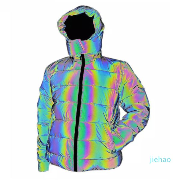 colorful rainbow reflective winter jacket women men windbreaker reflecting glow hooded parka warm padded coat, Black;brown
colorful rainbow reflective winter jacket women men windbreaker reflecting glow hooded parka warm padded coat, Black;brown