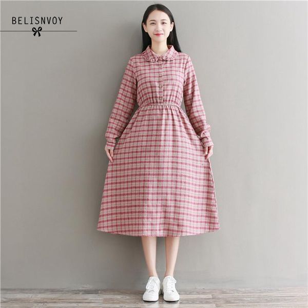robe femme spring autumn women long elbise peter pan collar sleeve plaid dresses mori girl vintage dress vestidos 210520, Black;gray
robe femme spring autumn women long elbise peter pan collar sleeve plaid dresses mori girl vintage dress vestidos 210520, Black;gray