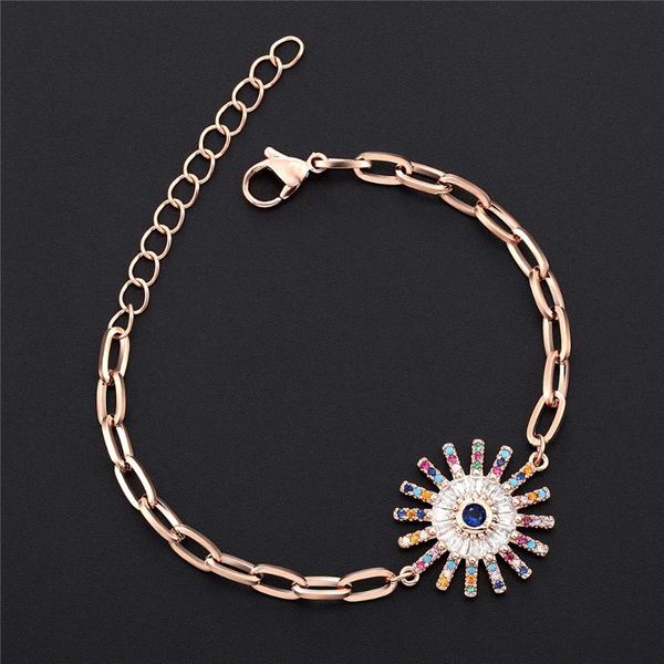 link, chain hip hop stainless steel bracelet ladies adjustable colorful zircon sun flower jewelry summer gift, Black
link, chain hip hop stainless steel bracelet ladies adjustable colorful zircon sun flower jewelry summer gift, Black
