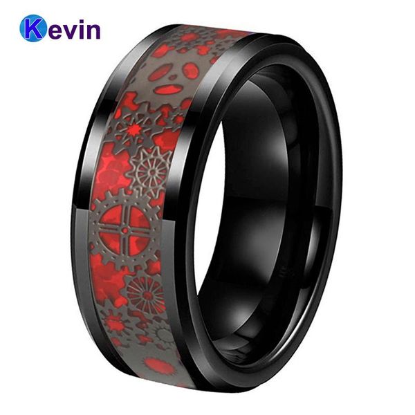 wedding rings 8mm black tungsten band ring with mechanical gear wheel red opal inlay beveled edges comfort fit, Slivery;golden
wedding rings 8mm black tungsten band ring with mechanical gear wheel red opal inlay beveled edges comfort fit, Slivery;golden