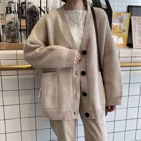 beiyingni autumn winter sweater women loose outwear cardigan casual women's jacket thick warm chic knitted long coat female 210918, White;black
beiyingni autumn winter sweater women loose outwear cardigan casual women's jacket thick warm chic knitted long coat female 210918, White;black