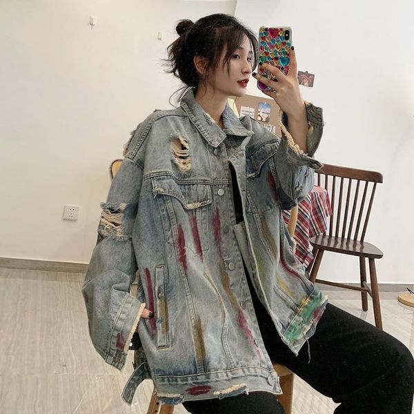 women's jackets hole jean jacket fahsion oversized women korean style denim coats spring 2021 veste femme tn2694, Black;brown
women's jackets hole jean jacket fahsion oversized women korean style denim coats spring 2021 veste femme tn2694, Black;brown
