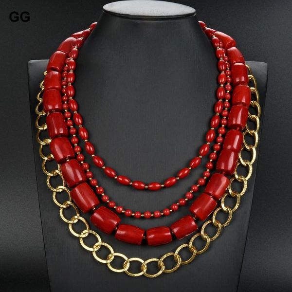 chains jk 4 strands red coral gold color plated chain necklace for women, Silver
chains jk 4 strands red coral gold color plated chain necklace for women, Silver