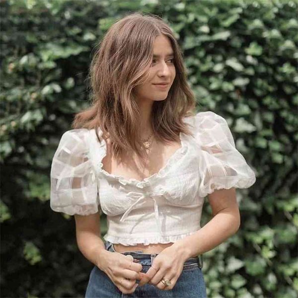 summer ruffle crop and blouse white puff sleeve tulle women bowknot pearl button shirt v neck beach 210427
summer ruffle crop and blouse white puff sleeve tulle women bowknot pearl button shirt v neck beach 210427
