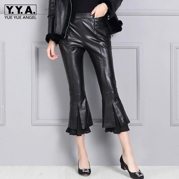 women's pants & capris fashion women sheepskin real leather flare calf length office ladies elastic waist bell-bottomed 4xl, Black;white
women's pants & capris fashion women sheepskin real leather flare calf length office ladies elastic waist bell-bottomed 4xl, Black;white