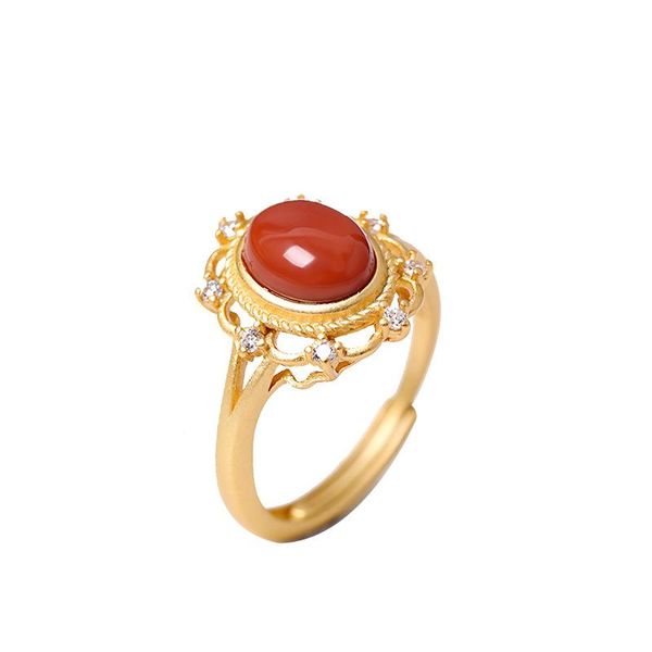 sterling silver gold-plated inlaid southern red agate zircon lace ring fashion retro women's cluster rings, Golden;silver
sterling silver gold-plated inlaid southern red agate zircon lace ring fashion retro women's cluster rings, Golden;silver