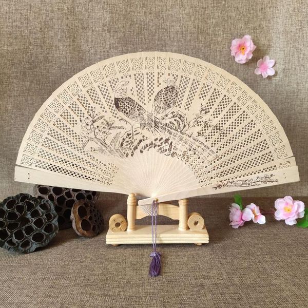portable hand fans folding durable wooden carved scented fan retro chinese fragrance other home decor