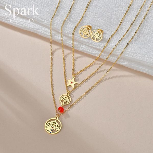 earrings & necklace spark bohemian tree of life star pendant set stainless steel multilayer chain jewelry for women girls gift, Silver
earrings & necklace spark bohemian tree of life star pendant set stainless steel multilayer chain jewelry for women girls gift, Silver