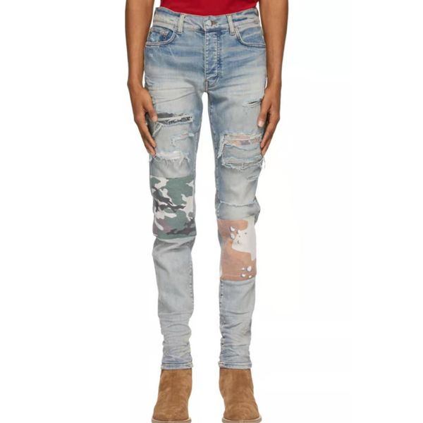men's jeans trend brand fashion ripped for men homme marque de luxe high street camouflage pattern patchwork hole jean asyo, Blue
men's jeans trend brand fashion ripped for men homme marque de luxe high street camouflage pattern patchwork hole jean asyo, Blue