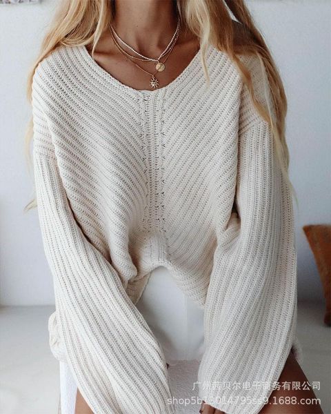women's sweaters 2021 ladies spring and autumn round neck solid color loose casual sweater office temperament commuter, White;black
women's sweaters 2021 ladies spring and autumn round neck solid color loose casual sweater office temperament commuter, White;black