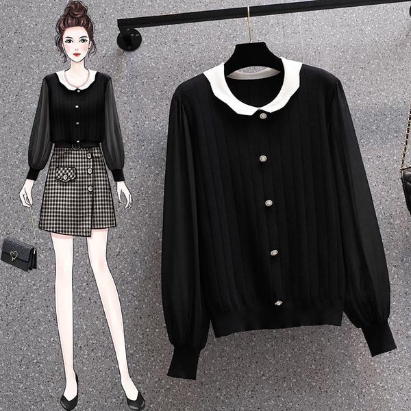 women's sweaters black sweet knitted plus large size oversize korean style fashion pullovers for autumn clothing ladies 2021 top, White;black
women's sweaters black sweet knitted plus large size oversize korean style fashion pullovers for autumn clothing ladies 2021 top, White;black