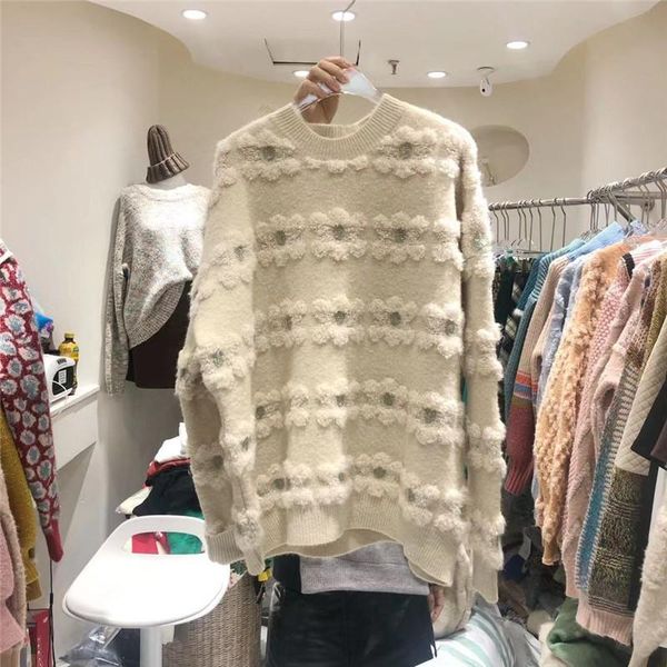 autumn winter women's sweaters korean round neck flocking flower long-sleeved sweater loose casual pullover ll508, White;black
autumn winter women's sweaters korean round neck flocking flower long-sleeved sweater loose casual pullover ll508, White;black