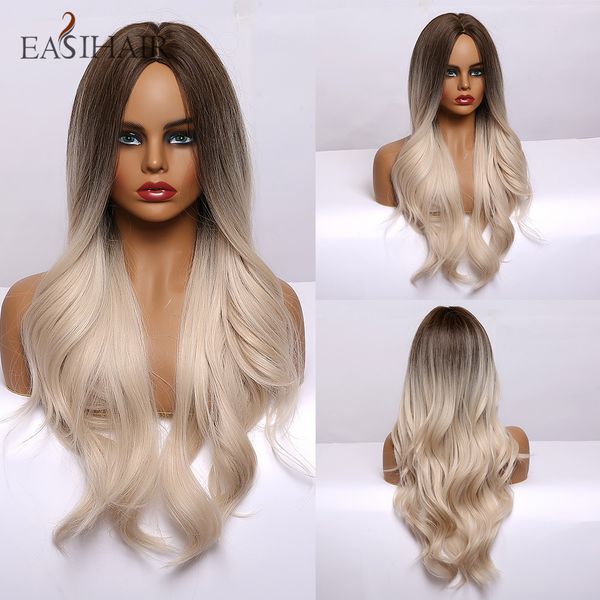 brown to light blonde ombre synthetic wigs long middle part wavy wigs for women heat resistant cosplay wig natural hair, Black
brown to light blonde ombre synthetic wigs long middle part wavy wigs for women heat resistant cosplay wig natural hair, Black