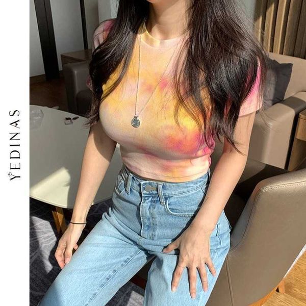 yedinas summer tie dye short sleeve t-shirts women cropped slim colorful o-neck knitted t shirt bodycon streetwear 210527, White
yedinas summer tie dye short sleeve t-shirts women cropped slim colorful o-neck knitted t shirt bodycon streetwear 210527, White