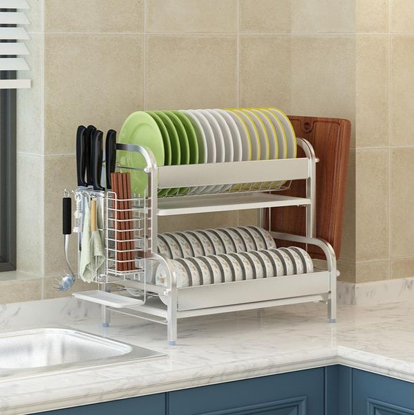 dish rack sink drain 304 stainless steel 2-layer draining tableware bowl plate supplies storage box kitchen bottles & jars
dish rack sink drain 304 stainless steel 2-layer draining tableware bowl plate supplies storage box kitchen bottles & jars