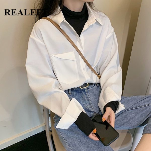spring white one pocket casual loose women's shirt female blouse long sleeve korean ol style blouses 210428
spring white one pocket casual loose women's shirt female blouse long sleeve korean ol style blouses 210428