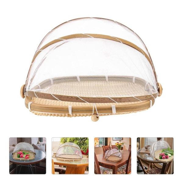 storage baskets 1pc woven dish cover food bamboo basket