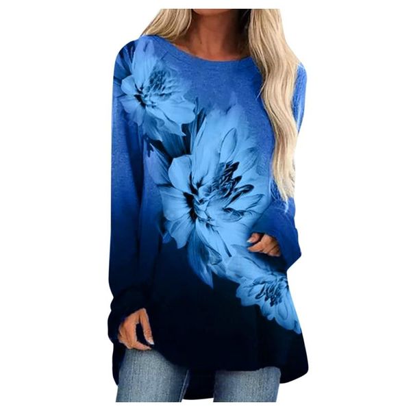 women's blouses & shirts fashion flower print blouse women long sleeve o-neck pullover shirt autumn gradient color loose drop, White
women's blouses & shirts fashion flower print blouse women long sleeve o-neck pullover shirt autumn gradient color loose drop, White