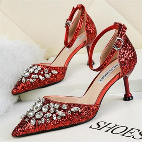 dress shoes elegant woman shinning gold silver rhinestone sequins pumps oointed toe high heels ladies ankle strap wedding party, Black
dress shoes elegant woman shinning gold silver rhinestone sequins pumps oointed toe high heels ladies ankle strap wedding party, Black