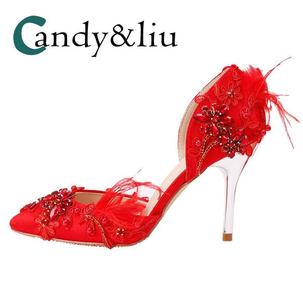 women retro royal court style wedding shoes red feather and crystals silver heels pumps for bride high heel sandal sandals, Black
women retro royal court style wedding shoes red feather and crystals silver heels pumps for bride high heel sandal sandals, Black