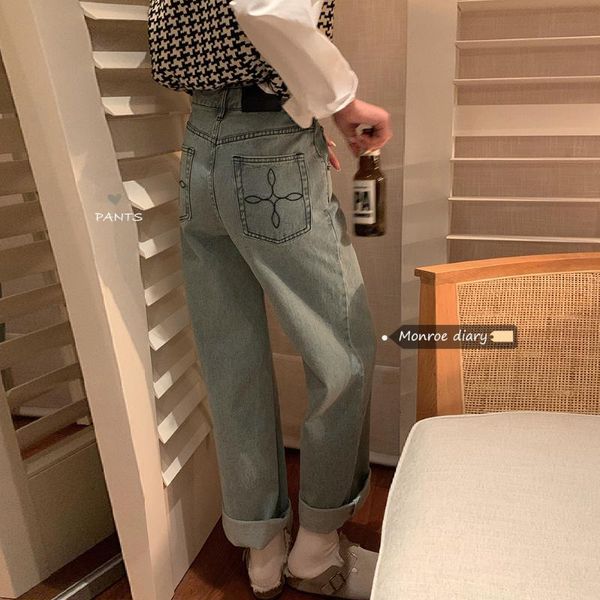 women's jeans high waist denim wide leg pants design sense of spring and autumn 2021 straight loose, Blue
women's jeans high waist denim wide leg pants design sense of spring and autumn 2021 straight loose, Blue