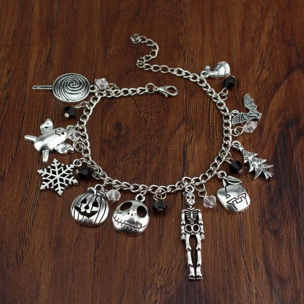 link, chain christmas skull bracelet fashion simple trend pumpkin lantern zinc alloy for women lady, Black
link, chain christmas skull bracelet fashion simple trend pumpkin lantern zinc alloy for women lady, Black
