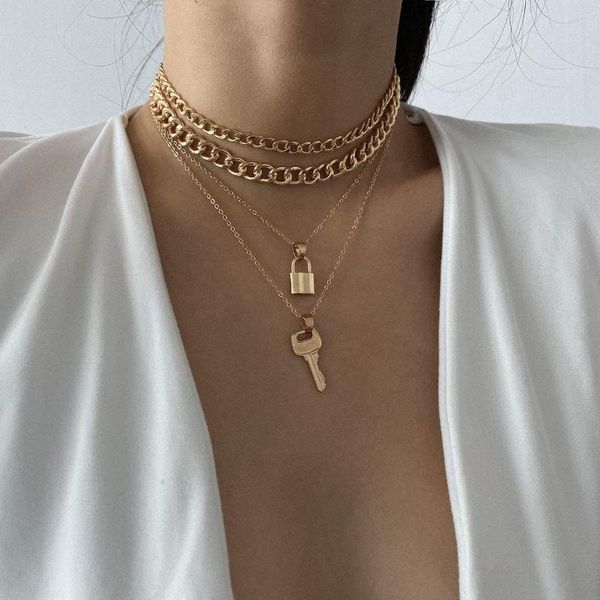 pendant necklaces punk miami cuban choker necklace collar statement hip hop big chunky aluminum gold color thick chain lock, Silver
pendant necklaces punk miami cuban choker necklace collar statement hip hop big chunky aluminum gold color thick chain lock, Silver