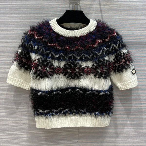 women's sweaters fashion knit wavy jacquard cashmere-blends sweater women o-neck short sleeve soft fluffy pullover lady 2021 au, White;black
women's sweaters fashion knit wavy jacquard cashmere-blends sweater women o-neck short sleeve soft fluffy pullover lady 2021 au, White;black