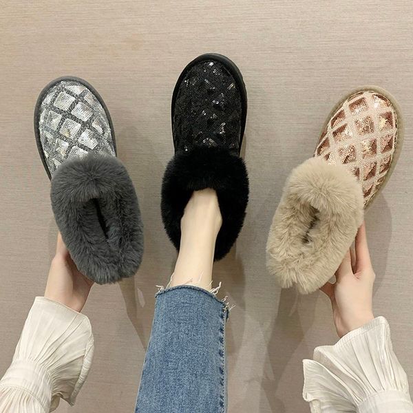 winter sequins snow boots fashion personality simple outdoor comfortable casual cotton shoes manufacturers direct sales, Black 
winter sequins snow boots fashion personality simple outdoor comfortable casual cotton shoes manufacturers direct sales, Black