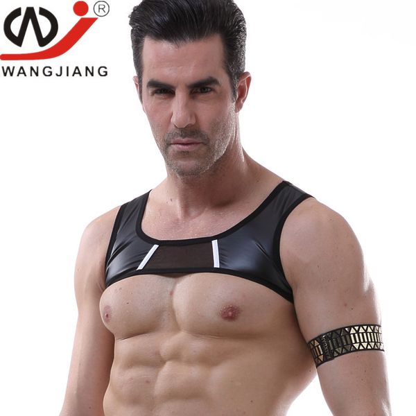 men' tank wj will be underwear vest short fun imitation leather mesh fashion 1042-bx, White;black
men' tank wj will be underwear vest short fun imitation leather mesh fashion 1042-bx, White;black