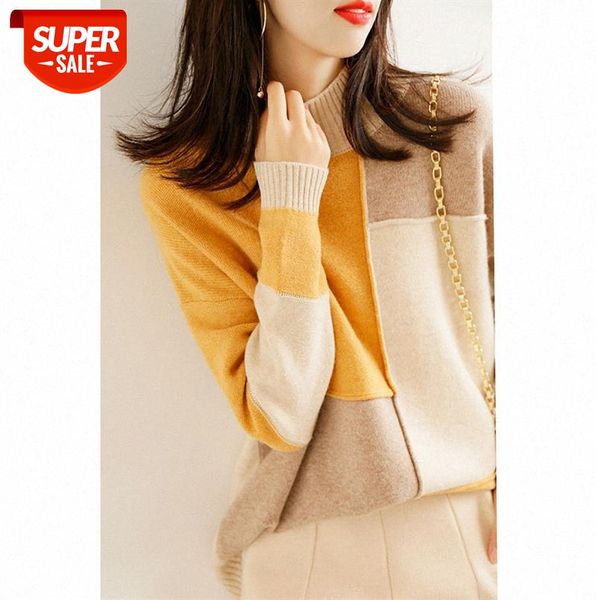 lazy style high neck sweater women contrast color stitching loose outer knit bottoming shirt #lk6o, Black;gray
lazy style high neck sweater women contrast color stitching loose outer knit bottoming shirt #lk6o, Black;gray