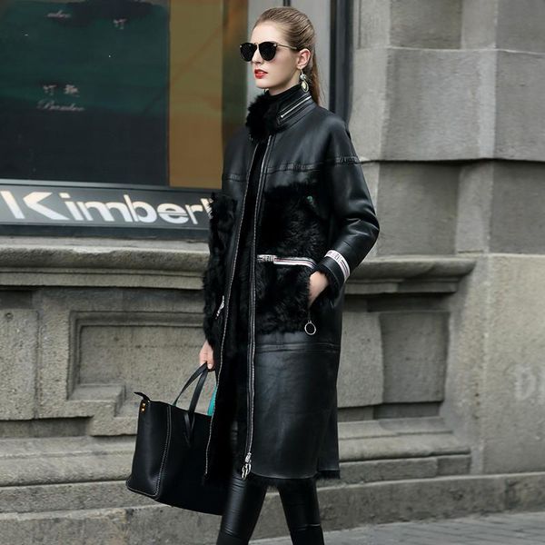 women's fur & faux sheep shearing winter coat korean real leahter jacket women clothes 2021 abrigo mujer vlm7768 yy223, Black
women's fur & faux sheep shearing winter coat korean real leahter jacket women clothes 2021 abrigo mujer vlm7768 yy223, Black