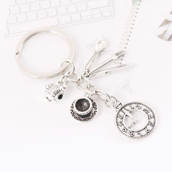kitchen tableware knife spoon metal keychain coffee cup teapot clock pendants for afternoon tea car key, Silver
kitchen tableware knife spoon metal keychain coffee cup teapot clock pendants for afternoon tea car key, Silver