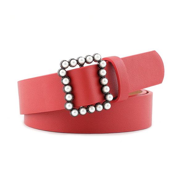 belts 2021 women's belt white pearl wide female metal pin buckle waist for woman jeans certure girdle, Black;brown