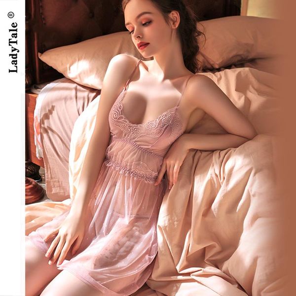 women's sleepwear women mesh nightdress v neck sling nightgowns sleep wear and thong see through homewear, Black;red