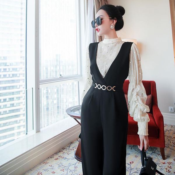women's two piece pants 2021 autumn spring women pieces sets lady long sleeve shirt +long wide leg jumpsuits rompers suits, White
women's two piece pants 2021 autumn spring women pieces sets lady long sleeve shirt +long wide leg jumpsuits rompers suits, White