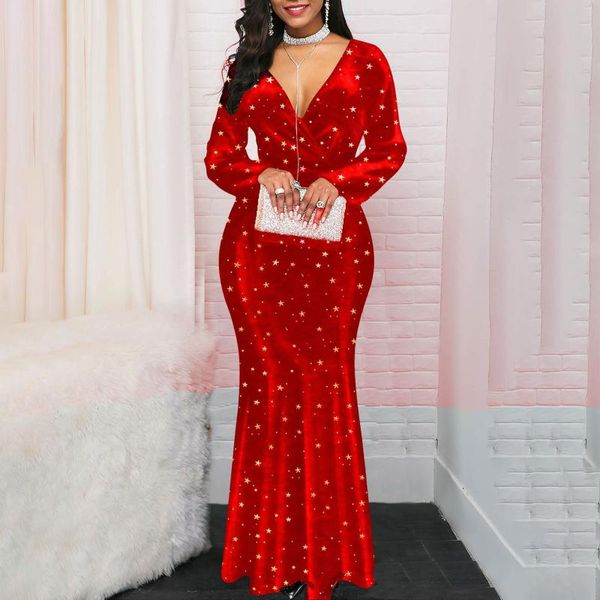 casual dresses party women evening elegant slim star print mermaid dress v neck ruffles prom wedding long maxi plus size 5xl, Black;gray
casual dresses party women evening elegant slim star print mermaid dress v neck ruffles prom wedding long maxi plus size 5xl, Black;gray