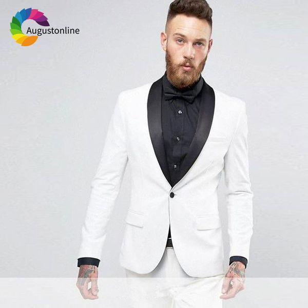 men's suits & blazers custom made white men wedding black shawl lapel elegant slim fit groom tuxedo costme homme blazer jacket pan, White;black
men's suits & blazers custom made white men wedding black shawl lapel elegant slim fit groom tuxedo costme homme blazer jacket pan, White;black
