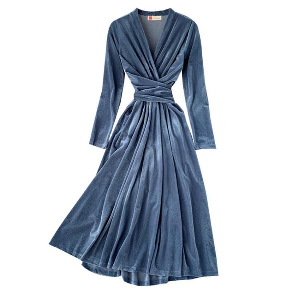 casual dresses autumn winter vintage women long sleeve gold velvet dress cross strap elegant french lady maxi dressess vestidos 978, Black;gray
casual dresses autumn winter vintage women long sleeve gold velvet dress cross strap elegant french lady maxi dressess vestidos 978, Black;gray
