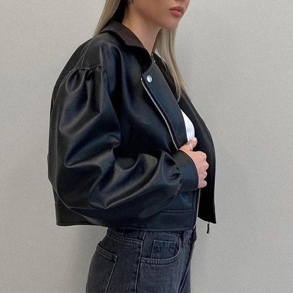women's jackets pu leather zippers crop jacket coat 2021 autumn long sleeve turn-down collar packetwork female fashion coats, Black;brown
women's jackets pu leather zippers crop jacket coat 2021 autumn long sleeve turn-down collar packetwork female fashion coats, Black;brown