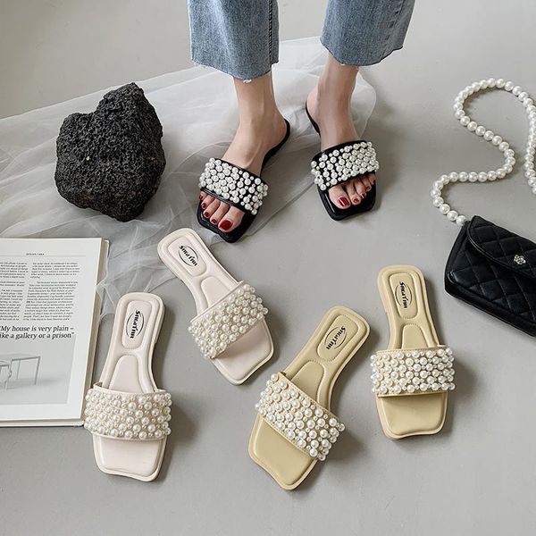 slippers pearl flat-bottomed cute women's summer style indoor and outdoor comfortable loafers casual beach sandals, Black
slippers pearl flat-bottomed cute women's summer style indoor and outdoor comfortable loafers casual beach sandals, Black